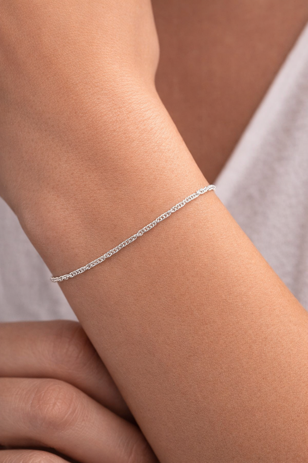 Pulseira Prata 925 Feminina Singapura 18cm 1,1g