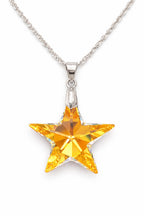 Colar Feminino Prata Singapura com Pingente Estrela Swarovski 28mm Aurora Boreal