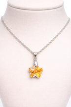 Colar Feminino Prata Singapura com Pingente Flor Swarovski 12mm Aurora Boreal