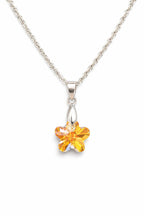 Colar Feminino Prata Singapura com Pingente Flor Swarovski 12mm Aurora Boreal