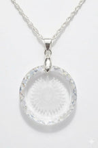 Colar Feminino Prata Singapura com Pingente Medalhão Sol Swarovski 25mm Crystal