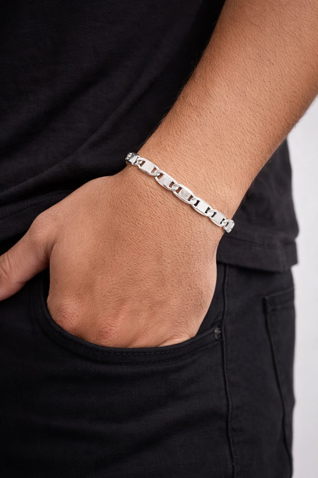 Pulseira Prata 925 Masculino Piastrine 20cm 5,1g