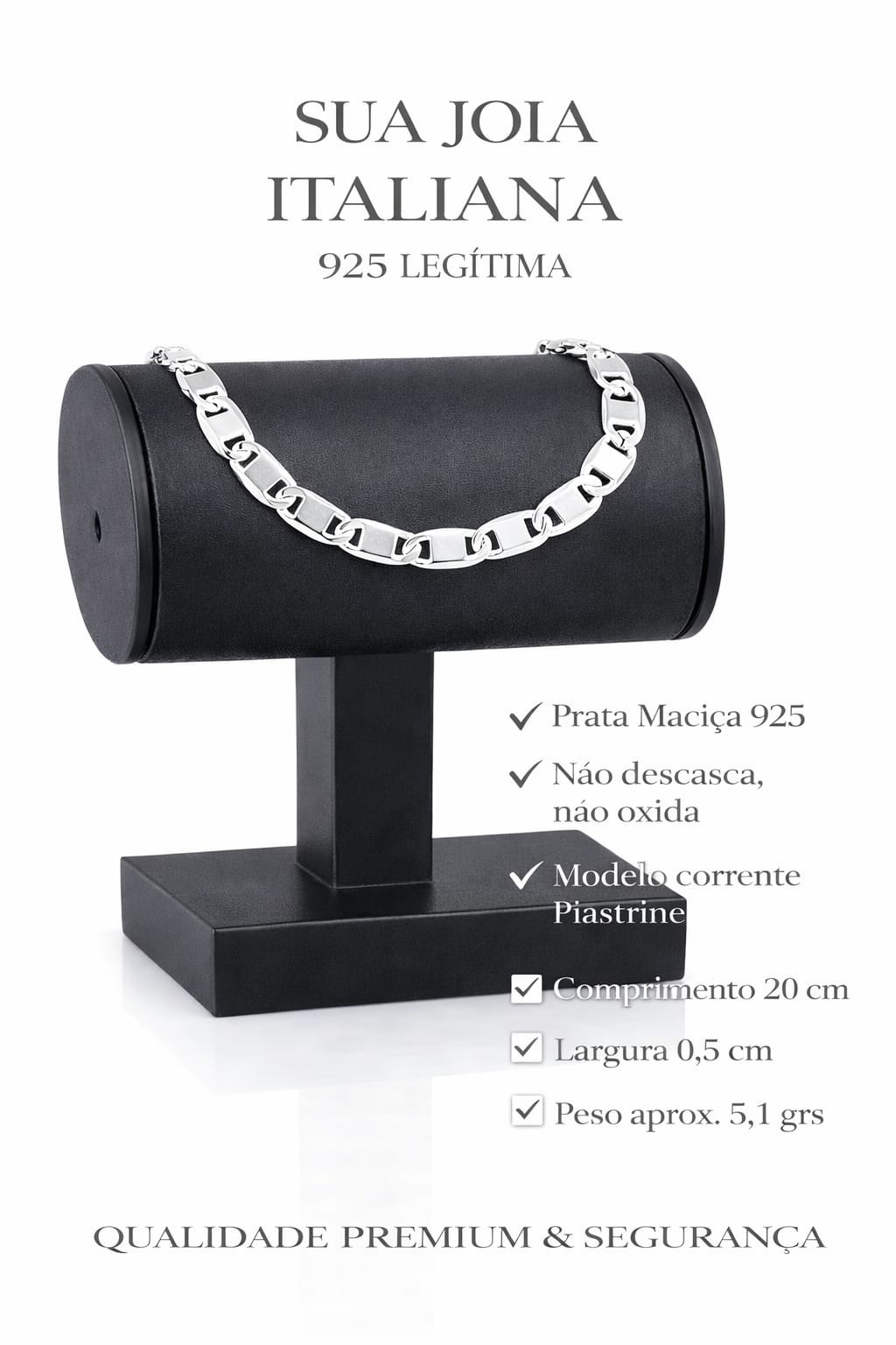 Pulseira Prata 925 Masculino Piastrine 20cm 5,1g