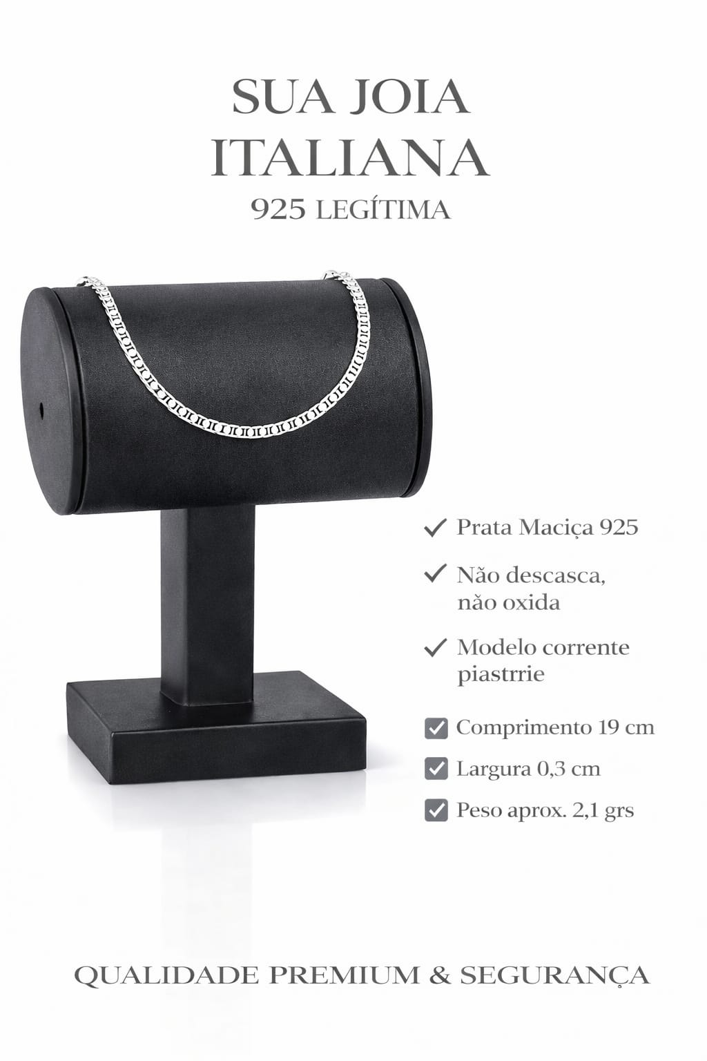 Pulseira Prata 925 Masculino Piastrine 19cm 2,1grs