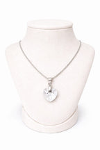 Colar Feminino Prata Singapura com Pingente Coração Swarovski 14mm Crystal