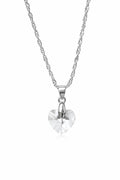 Colar Feminino Prata Singapura com Pingente Coração Swarovski 14mm Crystal