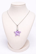 Colar Feminino Prata Singapura com Pingente Estrela Swarovski 20mm Vitrail Lighti