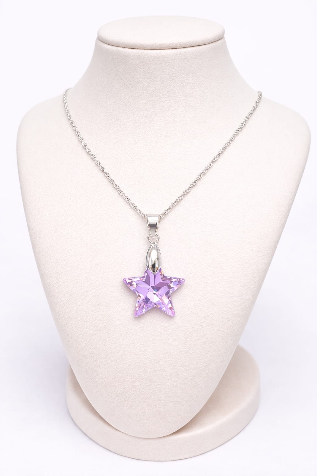 Colar Feminino Prata Singapura com Pingente Estrela Swarovski 20mm Vitrail Lighti