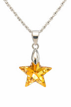 Colar Feminino Prata Singapura com Pingente Estrela Swarovski 20mm Aurora Boreal