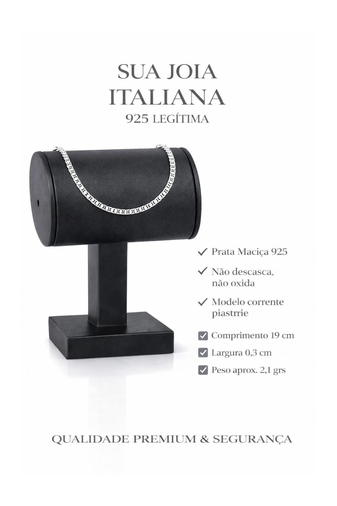 Pulseira Prata 925 Masculino Piastrine 19cm 2,1grs