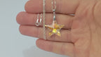 Colar Feminino Prata Singapura com Pingente Estrela Swarovski 28mm Aurora Boreal