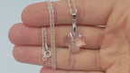 Colar Feminino Prata Singapura com Pingente Cruz Swarovski 20mm Crystal